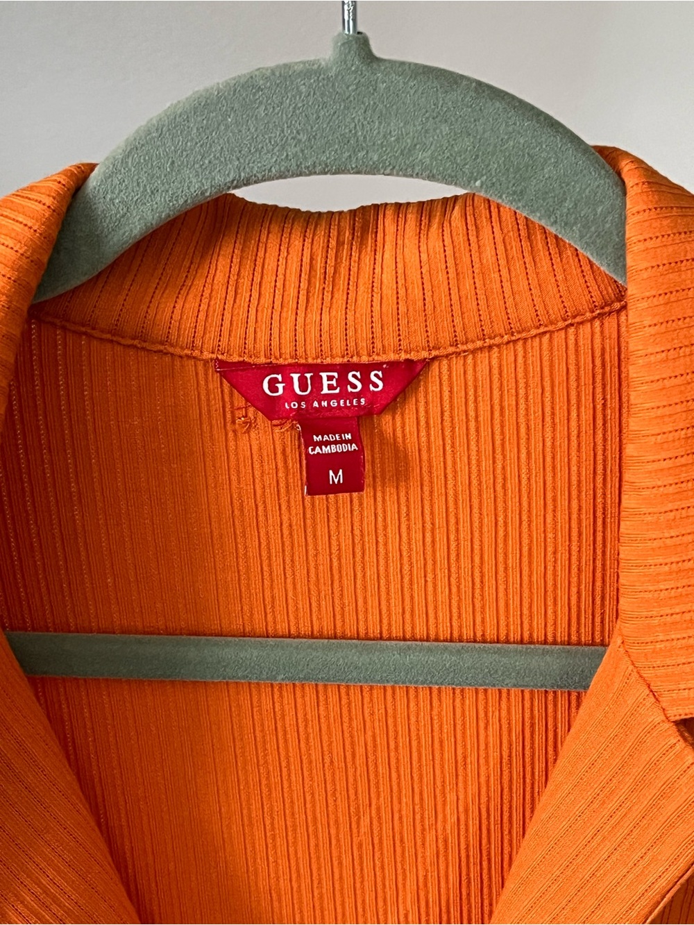 Y2K Western GUESS Orange Sleeveless Ruched V-Neck Collared Top Coastal Cowgirl - Picture 6 of 7